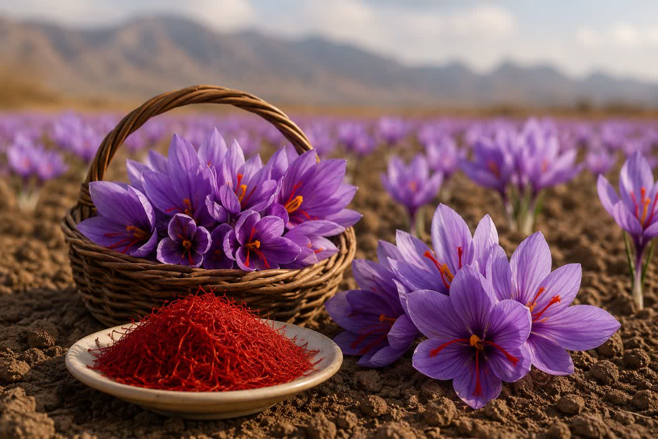  طلای سرخ در ۶۵۰ هکتار از مزارع مینودشت؛ تولید ۲ تن زعفران در راه است