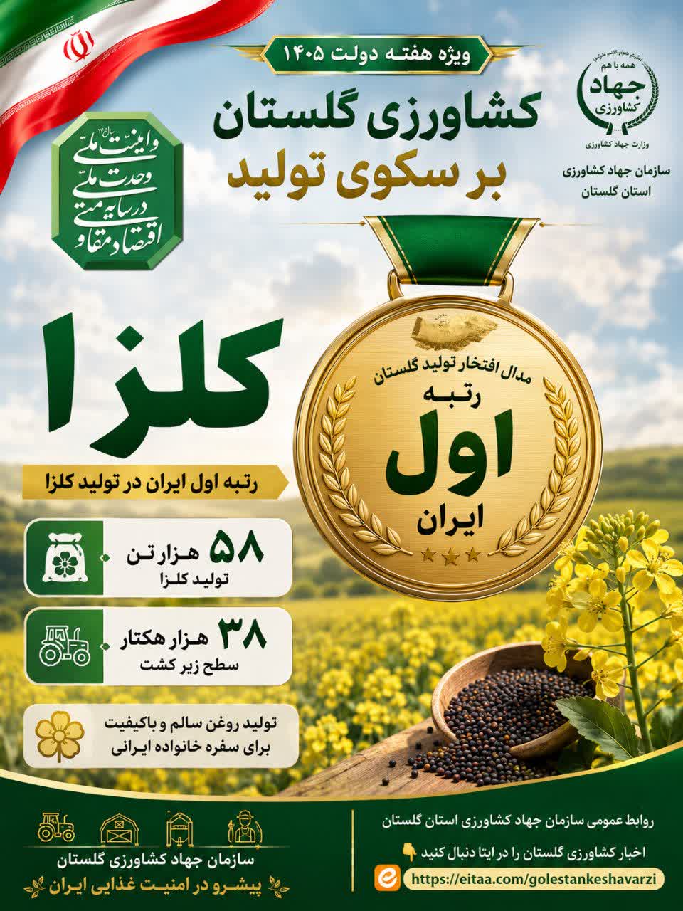 کلزا رتبه اول تولید در ایران، کشاورزی گلستان بر سکوی تولید،  ویژه هفته دولت ۱۴۰۵